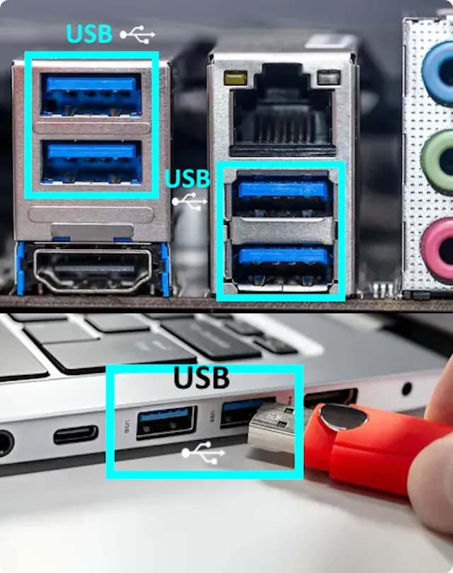 portas usb